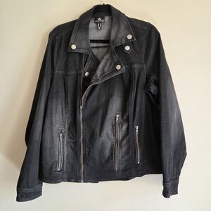 Love & Legend Black Moto-Style Jean Jacket